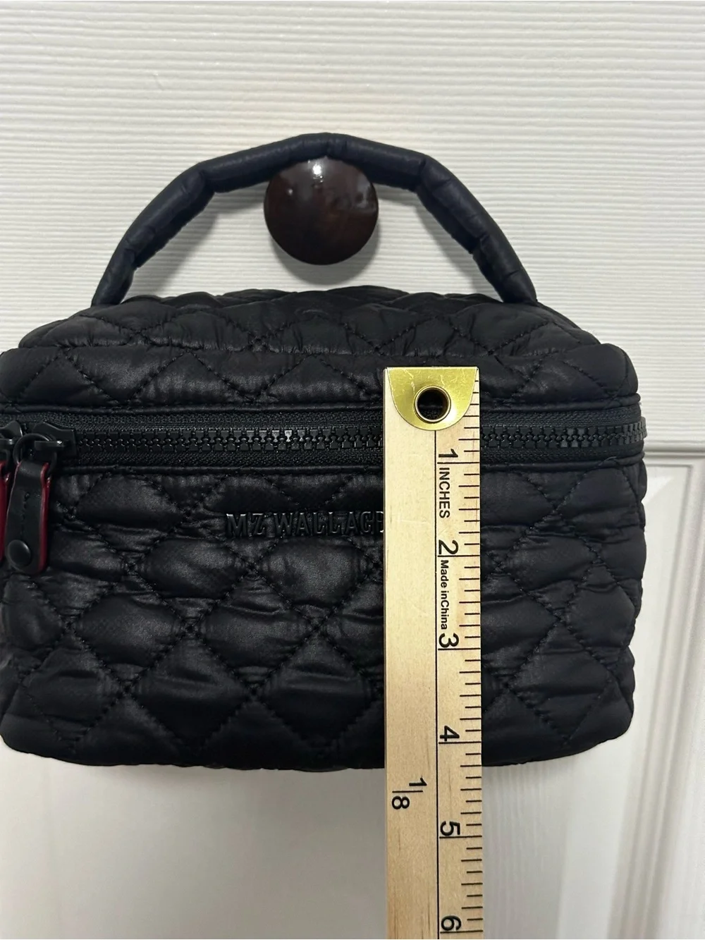 MZ Wallace Quilted Nylon Vanity Case in Black EUC w/Top Handle